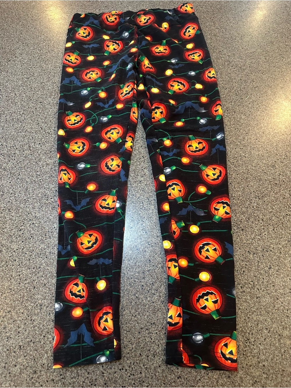 Halloween Pumpkin Jack-O'-Lantern Leggings - Black & Orange